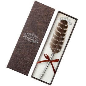 European Retro Feather Pen Gift Box (Option: SP008019T Flower Turkey-0.5mm)